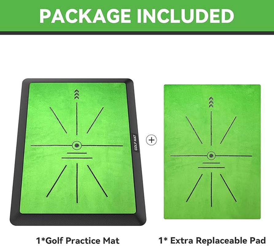 Premium Golf Hitting Mat - Swing Path Feedback & Detection | 16"x12" Replaceable Practice Mat with Advanced Guides & Durable Rubber Backing for Indoor/Outdoor Use