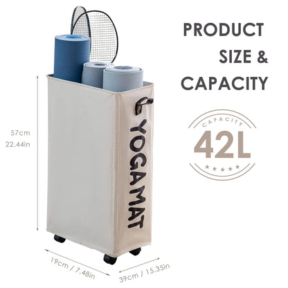 Large Yoga Mat Storage Rack with Wheels - Organize Your Home Gym in Style!
