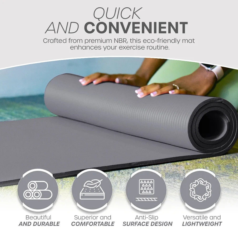 Premium Lightweight Yoga Mat with Carry Strap | Perfect for Pilates & Yoga | FREE Ebook Included for Ultimate Workouts