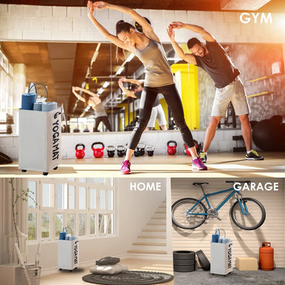 Large Yoga Mat Storage Rack with Wheels - Organize Your Home Gym in Style!
