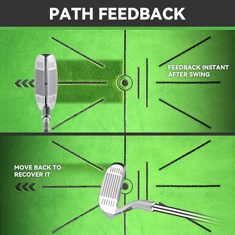 Premium Golf Hitting Mat - Swing Path Feedback & Detection | 16"x12" Replaceable Practice Mat with Advanced Guides & Durable Rubber Backing for Indoor/Outdoor Use