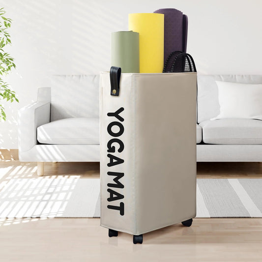 Large Yoga Mat Storage Rack with Wheels - Organize Your Home Gym in Style!