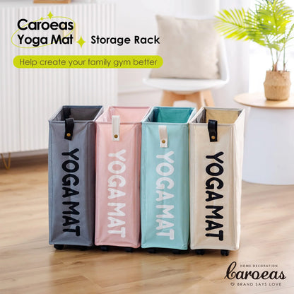 Large Yoga Mat Storage Rack with Wheels - Organize Your Home Gym in Style!